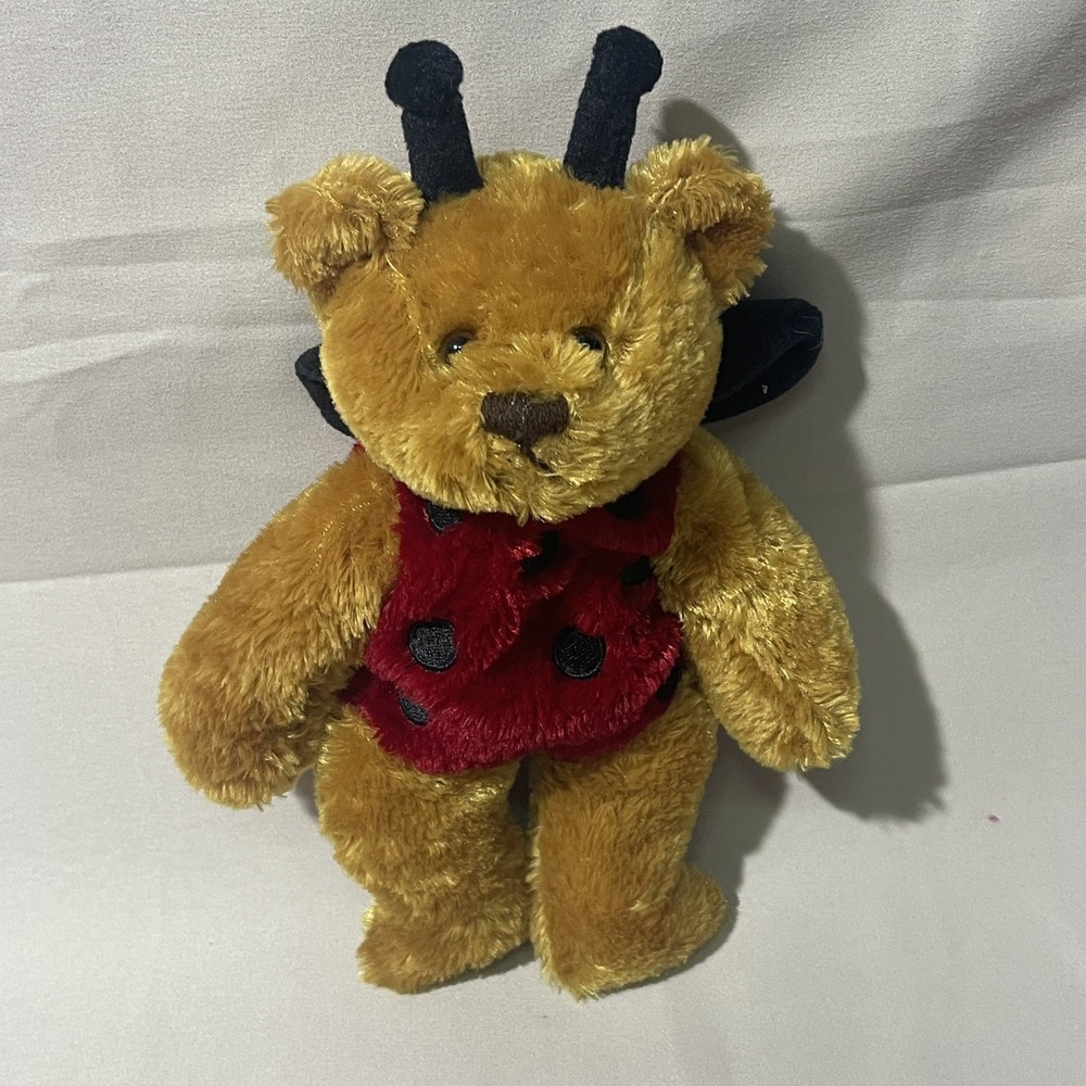 VINTAGE 2000 Plushland Handmade Ladybug Teddy Bear Plush 9" Stuffed Animal